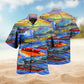Speedboat Creative Pattern Hawaiian Shirt For Island Vacations, Resort Wear, And Relaxed Seasonal Style