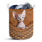 Sphynx Cat Rattan Texture Laundry Basket For Bathroom Bedroom Storage