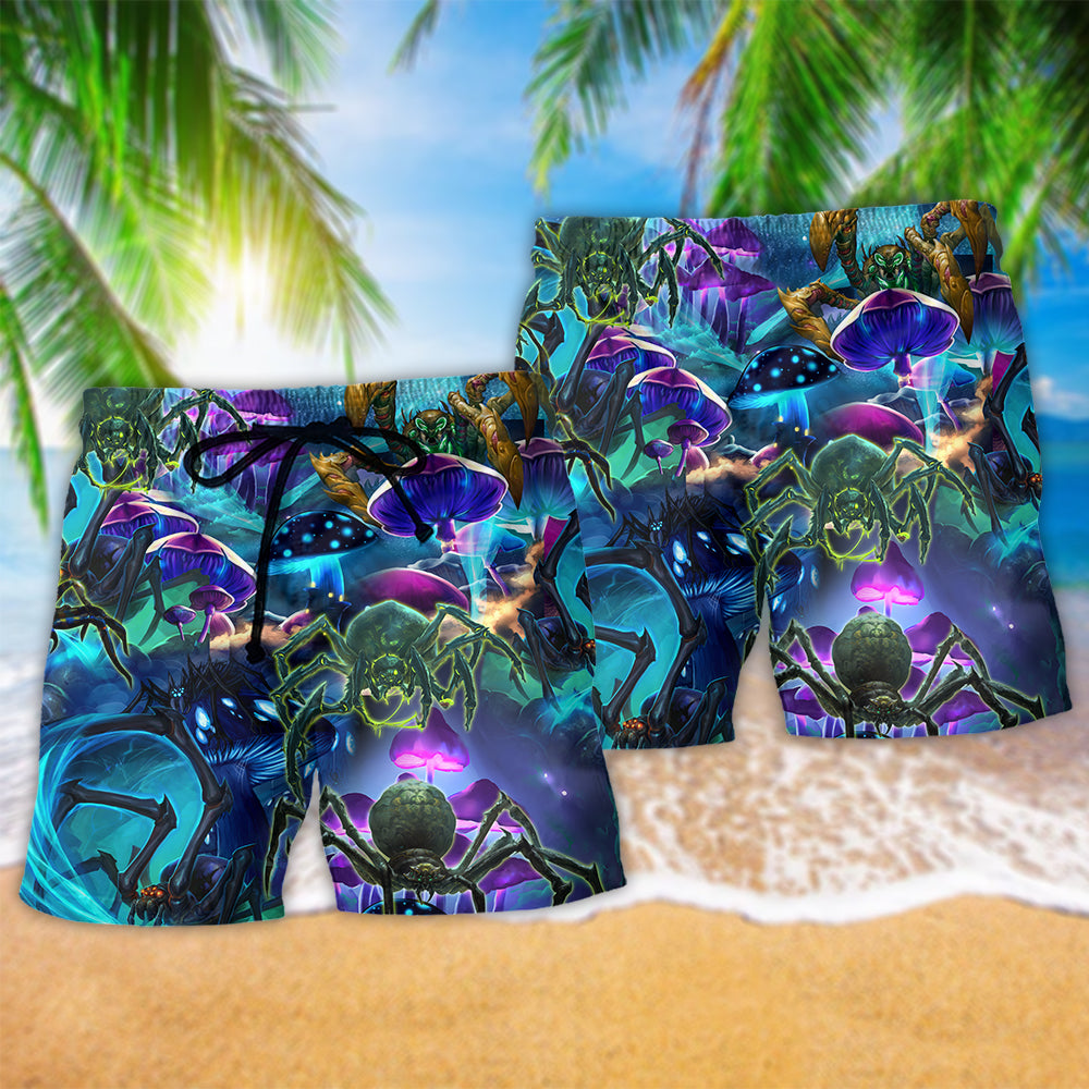 Spider Fantasy Beach Shorts Pattern Detail For Island Trips And Travel Ready Comfort