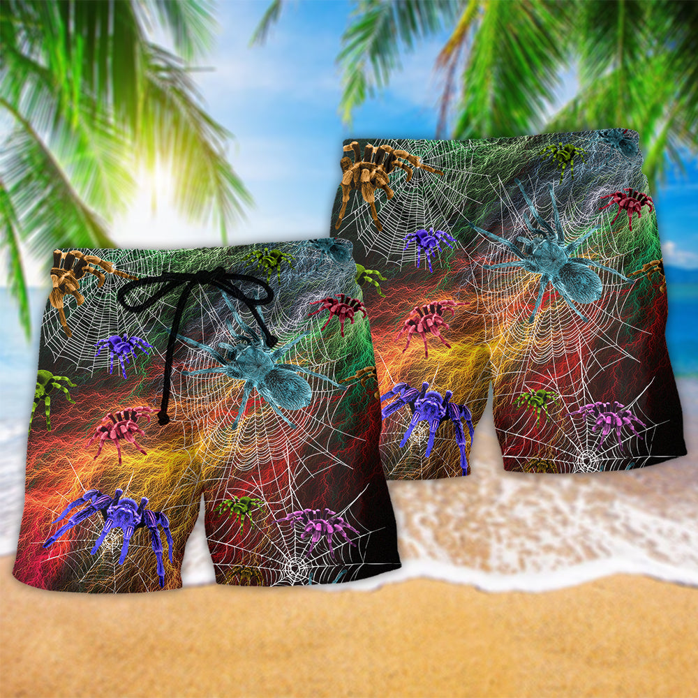 Spider Color Love Animals Hawaiian Print Beach Shorts For Outdoor Activities And Vacation Styling