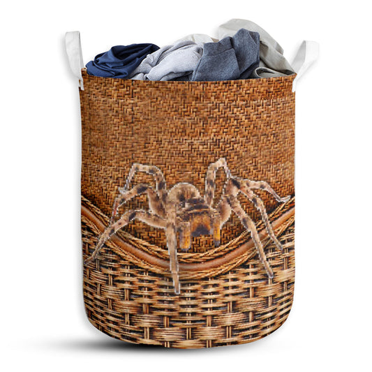 Spider Rattan Texture Style Laundry Basket For Bathroom Bedroom Storage