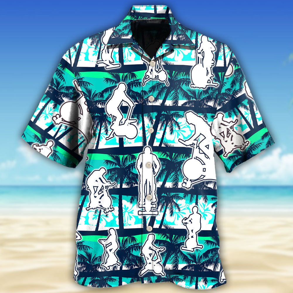 Spin Class Fitness Hawaiian Shirt For Coastal Travel, Casual Events, And Comfortable Summer Wear
