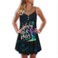 Mermaid Splashy And Sassy V-Neck Sleeveless Cami Dress For Coastal Travel And Relaxed Summer Wear