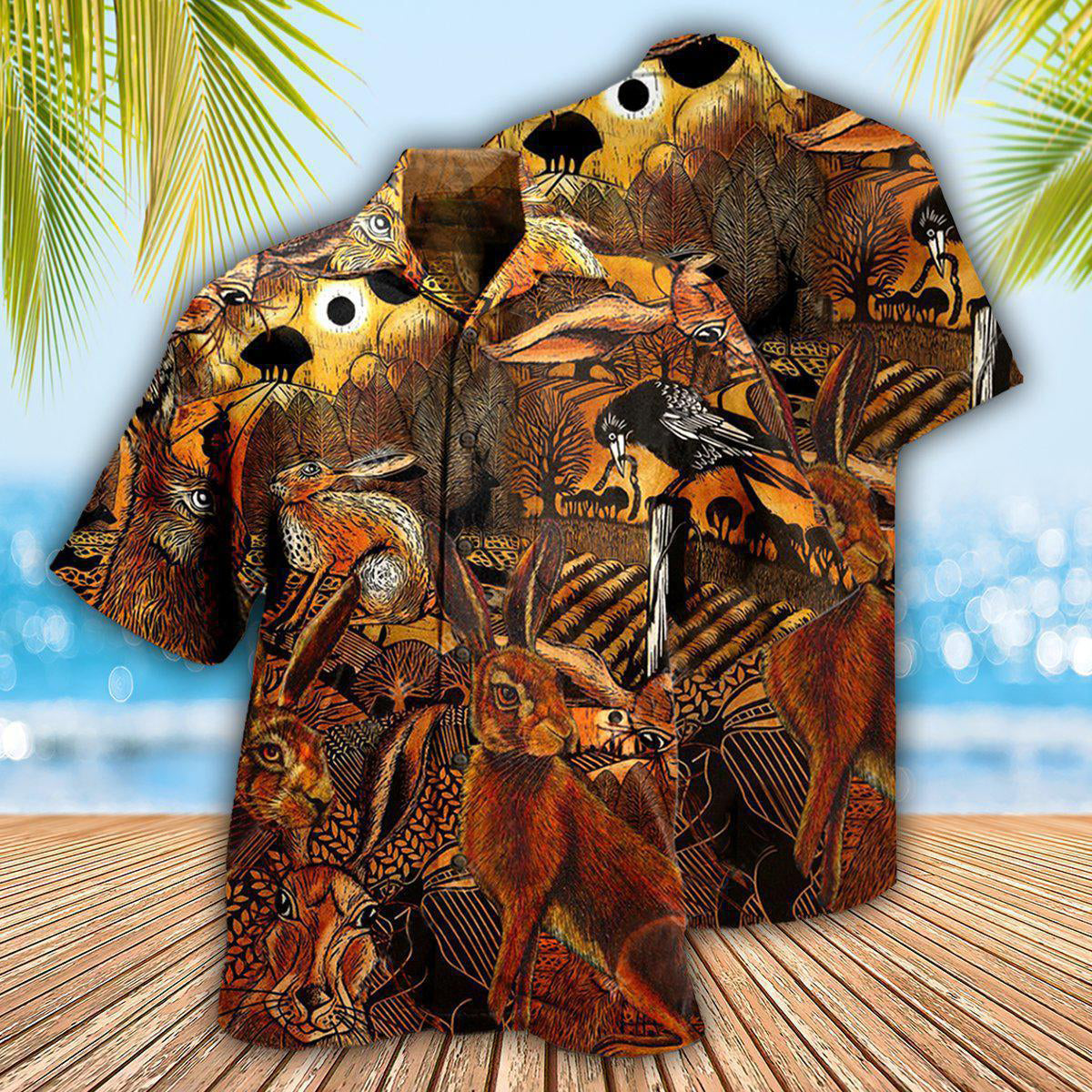 Spooky Vintage Hares Fields Hawaiian Shirt Design View For Resort Travel And Thoughtful Gifting