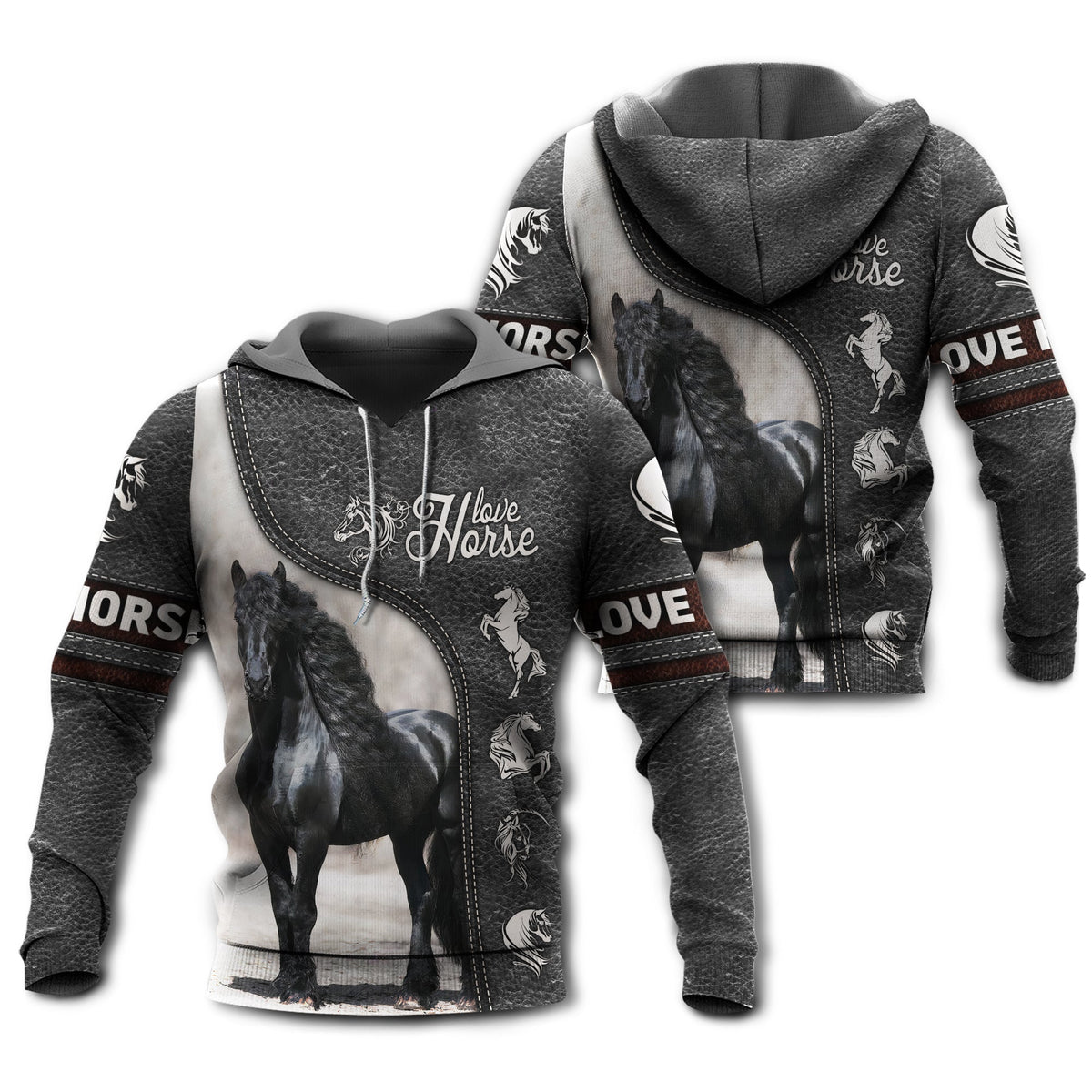 Black Friesian Horse Love Hoodie For Ranch Style Adventures Daily Wear And Thoughtful Gifts