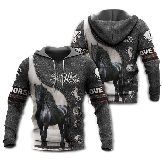 Black Friesian Horse Love Hoodie For Ranch Style Adventures Daily Wear And Thoughtful Gifts
