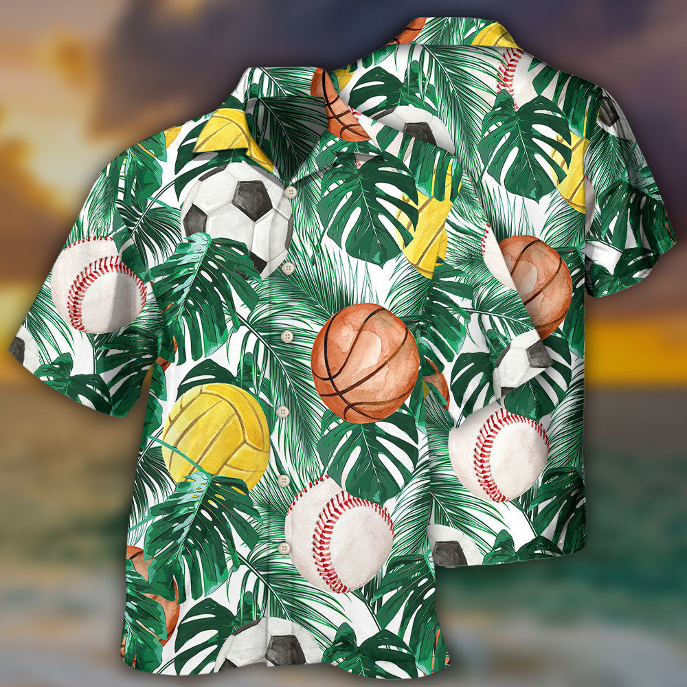 Creative Sports Ball Bat Fun Hawaiian Shirt For Costume Parties, Summer Travel, And Distinctive Casual Wear