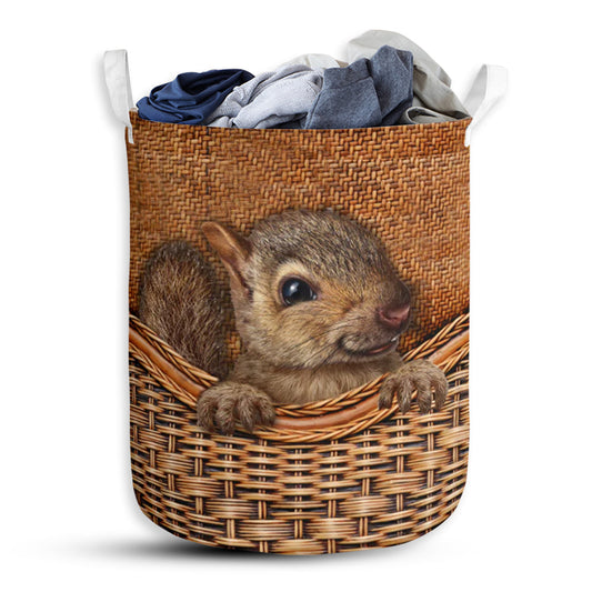Squirrel Rattan Texture Style Laundry Basket For Bathroom Bedroom Storage