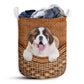 St Bernard Dog Rattan Texture Style Laundry Basket For Bathroom Bedroom Storage