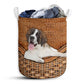 St Bernard Dog Rattan Texture Cute Laundry Basket For Bathroom Bedroom Storage