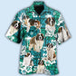 Tropical Green Dog Saint Bernard Hawaiian Shirt For Summer Events And Casual Outdoor Wear