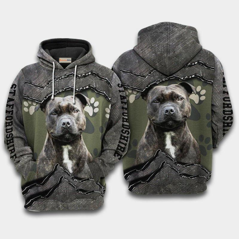 Staffordshire Bull Terrier Friend Hoodie For Casual Activities Seasonal Outings And Gift Ideas