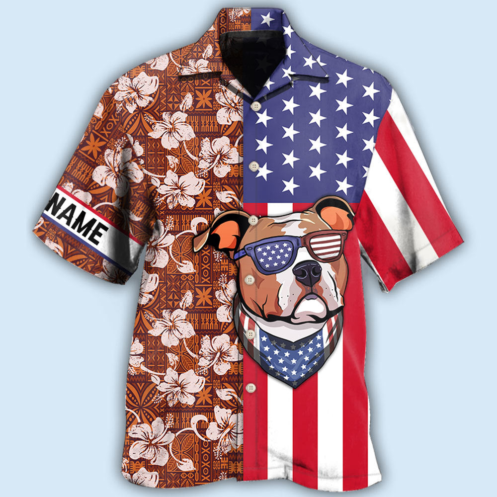 Tropical Floral Dog Staffordshire Bull Terrier American Hawaiian Shirt Pattern View For Lightweight Everyday Style