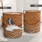 St Bernard Dog Rattan Texture Cute Laundry Basket For Room Home Organizer