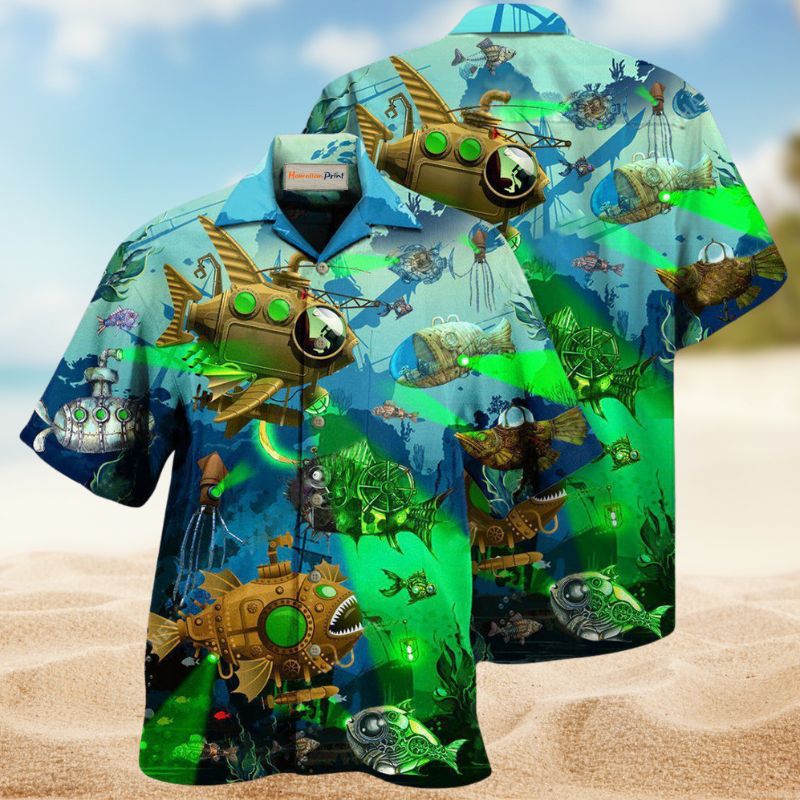 Steampunk Fish Hawaiian Shirt For Coastal Adventures Outdoor Gatherings And Casual Warm Weather Wear