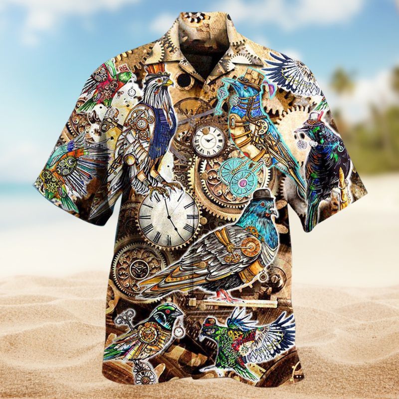 Steampunk Nostalgia Hawaiian Shirt For Tropical Holidays, Outdoor Gatherings, And Everyday Comfort