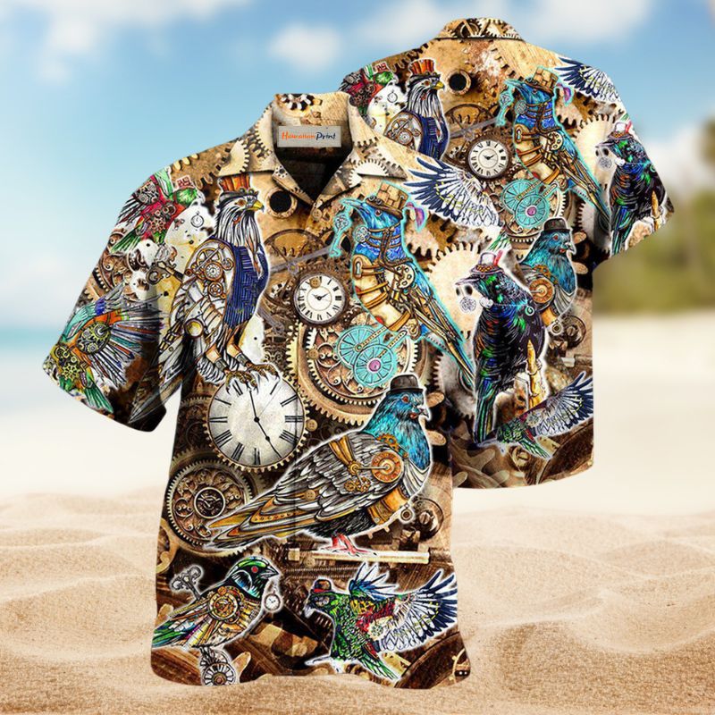 Steampunk Nostalgia Hawaiian Shirt For Tropical Holidays, Outdoor Gatherings, And Everyday Comfort