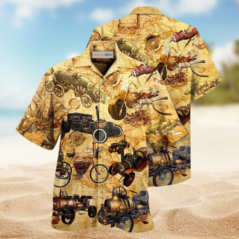 Steampunk Vehicles Hawaiian Shirt For Mythic Art Lovers, Coastal Outings, And Thoughtful Gift Giving