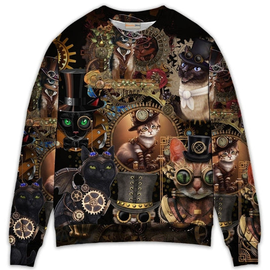 Steampunk Cat Calm Mechanical Sweater For Casual Styling Weekend Outings And Creative Gift Giving