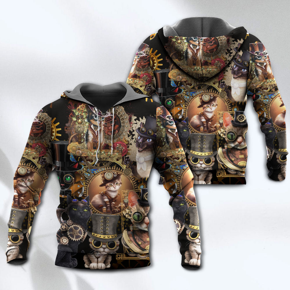 Steampunk Cat Hoodie For Nature Lovers Casual Travel And Comfortable Layering