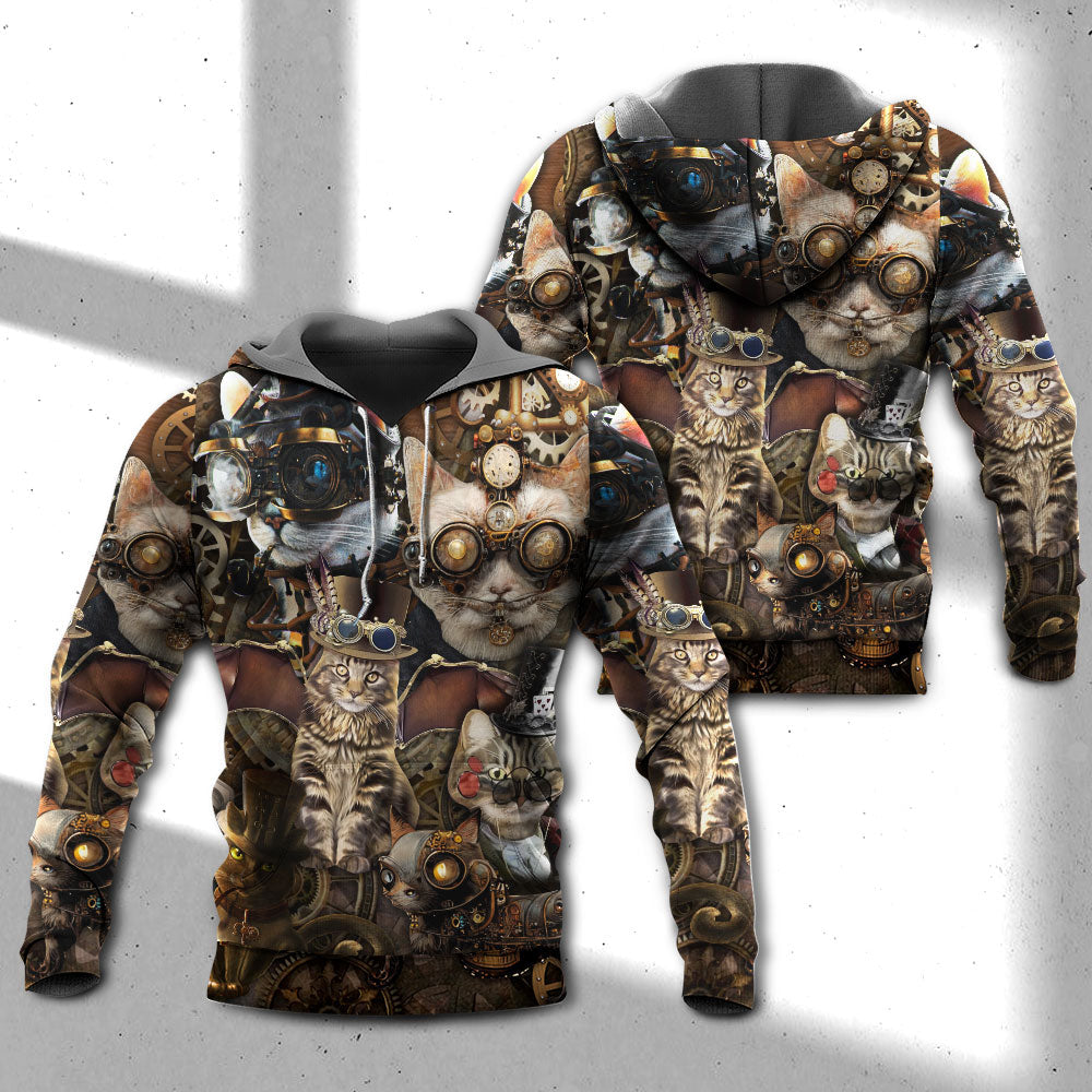 Steampunk Cat Mad World Hoodie For Animal Enthusiasts Outdoor Activities And Daily Wear