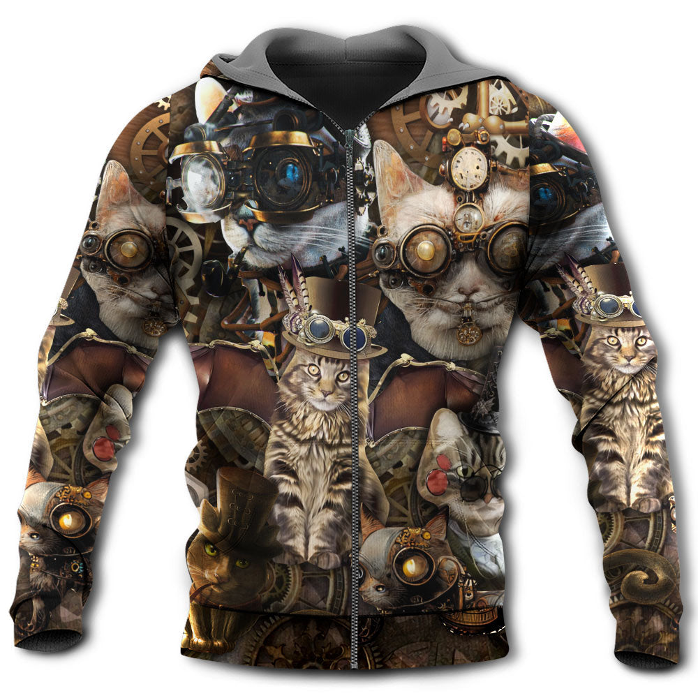 Steampunk Cat Mad World Hoodie For Animal Enthusiasts Outdoor Activities And Daily Wear