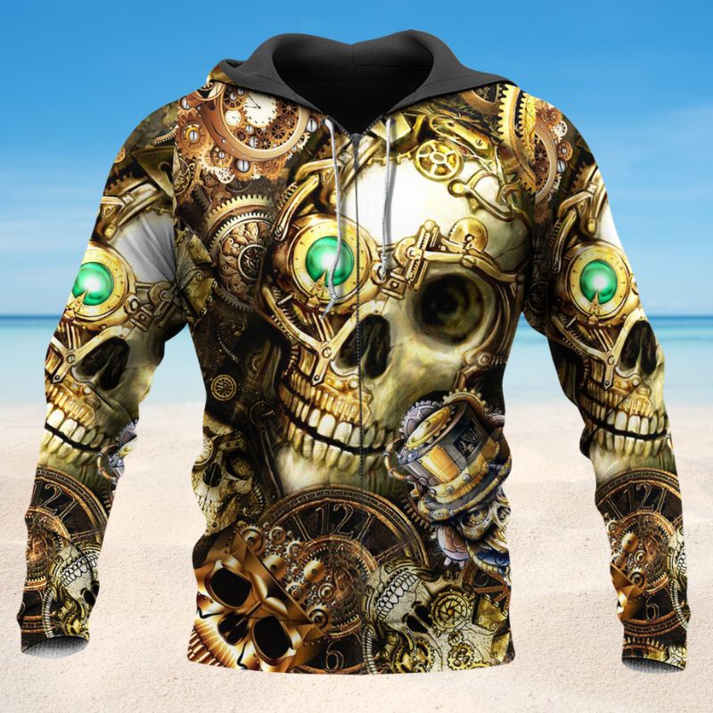 Steampunk Skull Hoodie For Bold Casual Looks Travel Days And Comfortable Style