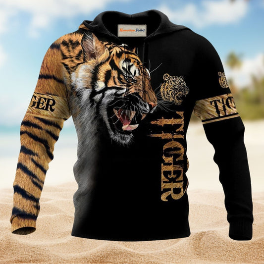 Strong Tiger Skin Hoodie For Nature Lovers Casual Travel And Comfortable Layering