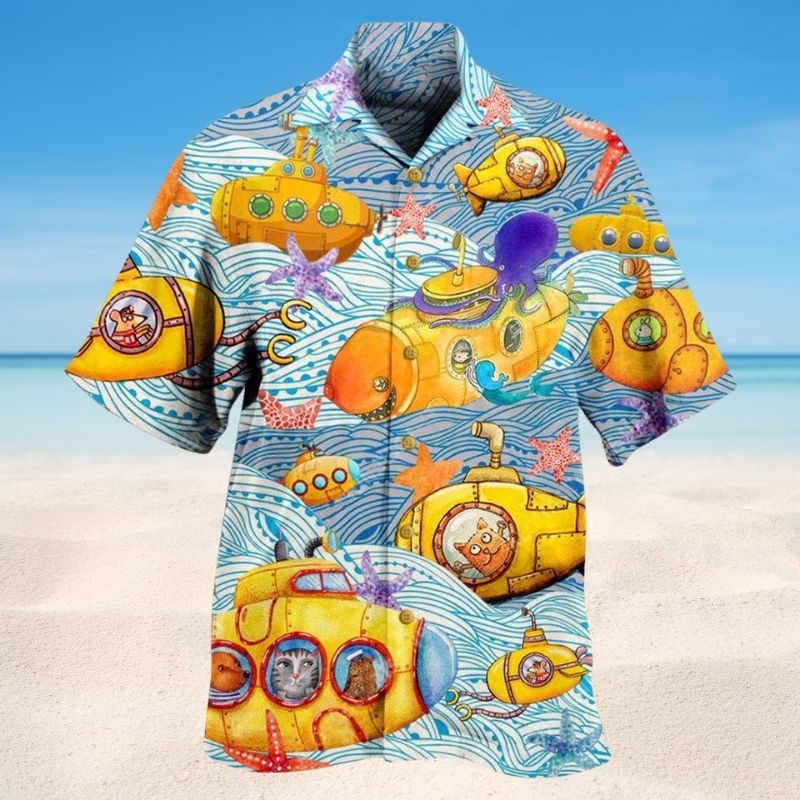 Submarines Diving Ocean Hawaiian Shirt For Active Holidays, Resort Trips, And Warm Weather Gatherings