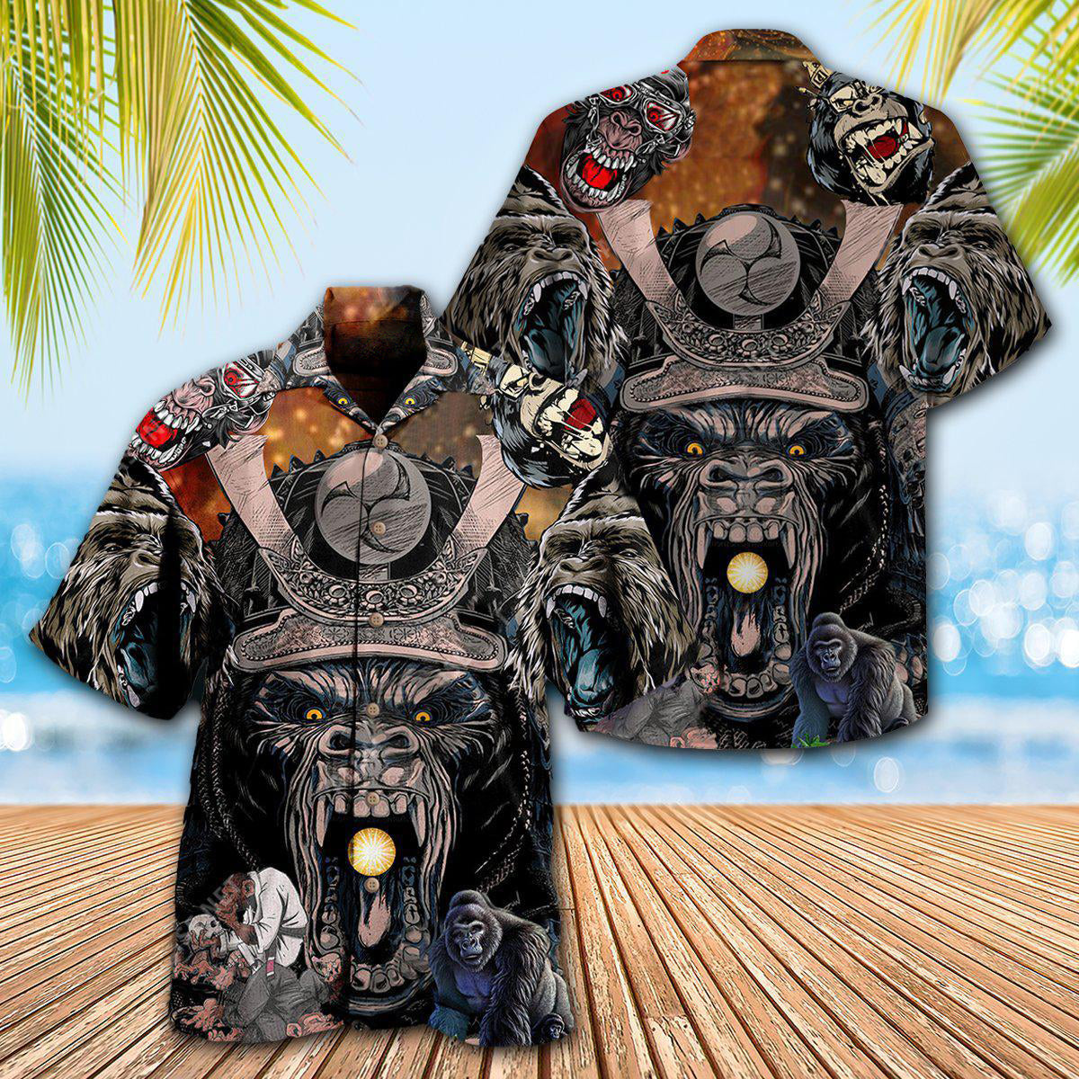 Gorilla Hawaiian Shirt With All Over Print For Resort Getaways Summer Adventures And Casual Gifting