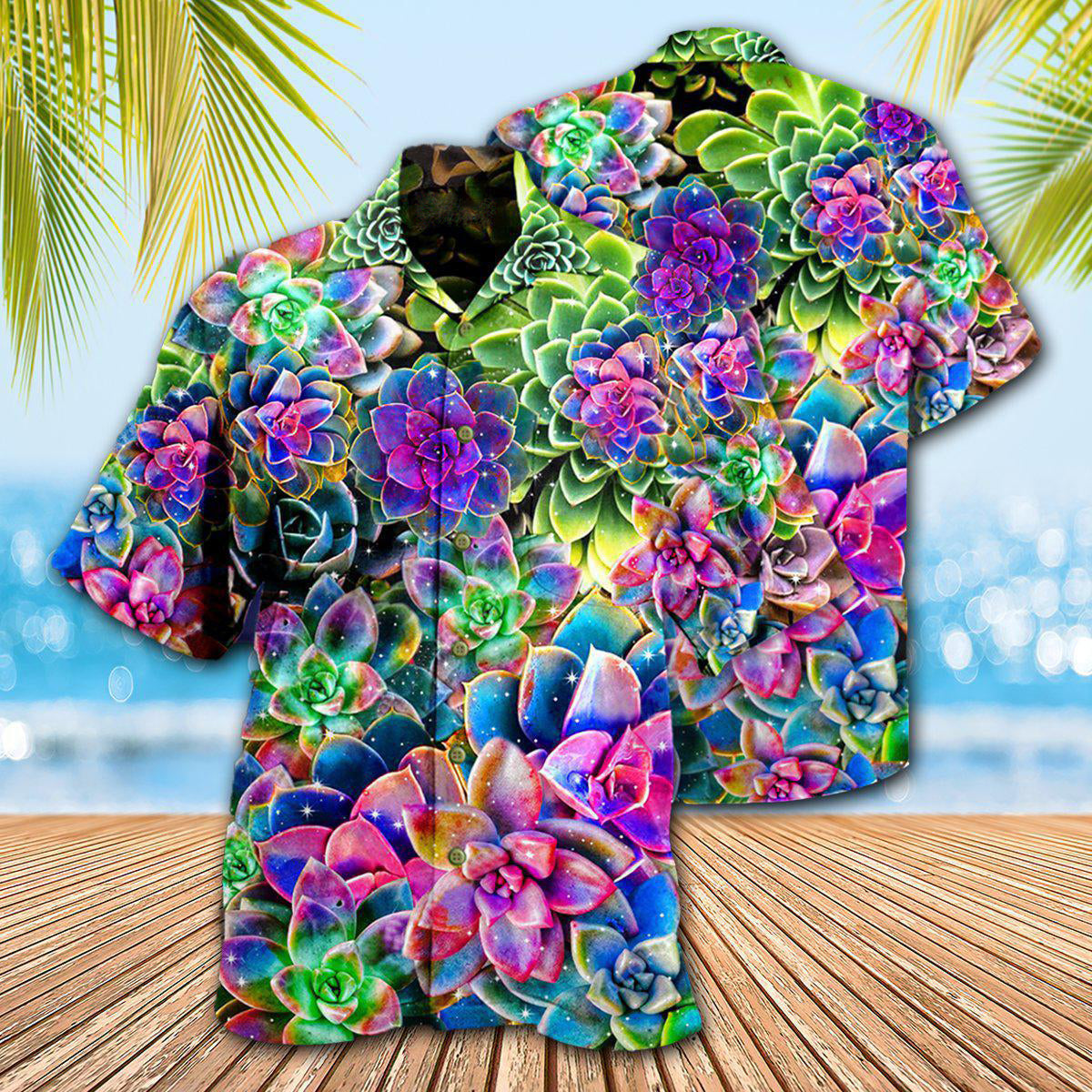 Floral Succulent Plant Hawaiian Shirt With All Over Print For Coastal Trips Outdoor Events And Relaxed Summer Wear
