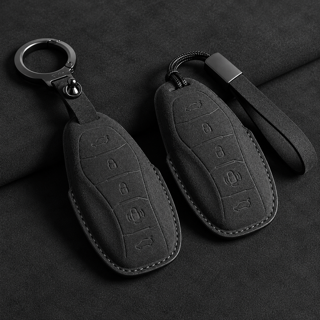 Suede Smart Remote Key Fob Cover Compatible with Hongqi HS5, H5, H6, H9, EH7, HS7, H7, L5, HS3, L9, HQ9