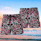 Colorful Sugar Skull Creative Mix Beach Shorts Artwork Detail For Comfortable Everyday Summer Wear