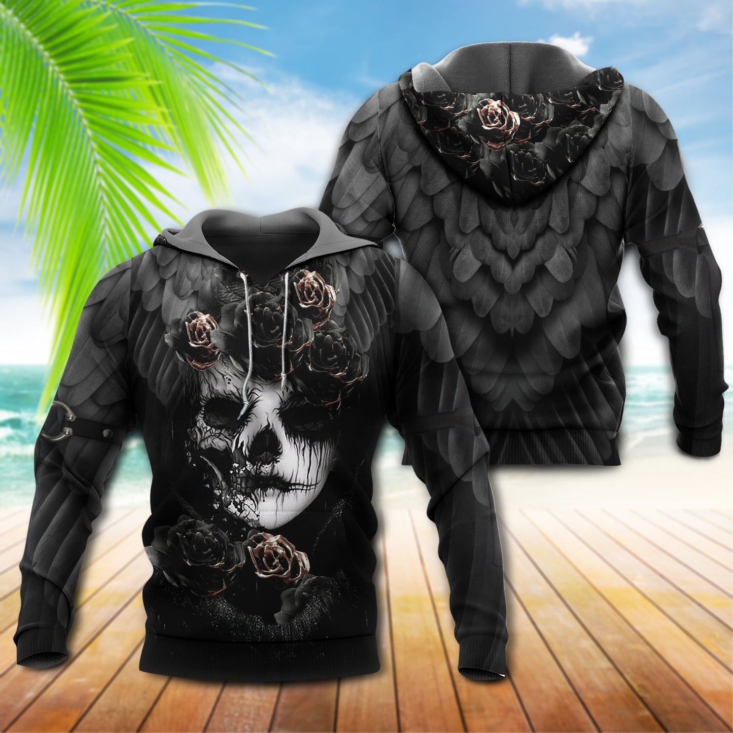 Dark Sugar Skull Rose Hoodie For Alternative Fashion Events And Relaxed Everyday Wear