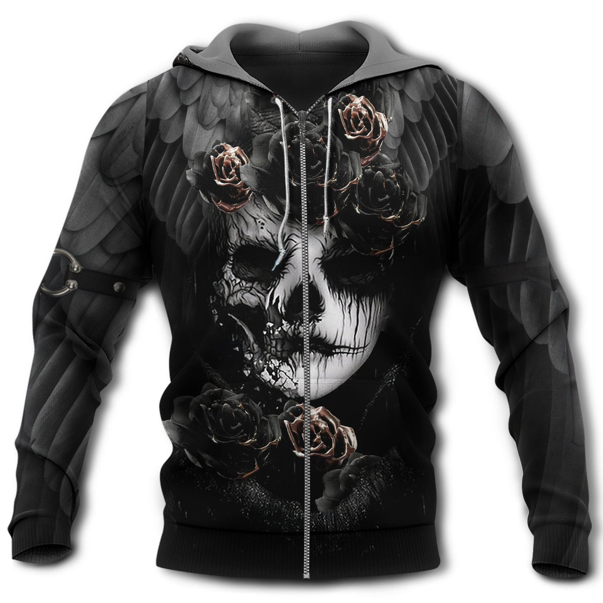 Dark Sugar Skull Rose Hoodie For Alternative Fashion Events And Relaxed Everyday Wear
