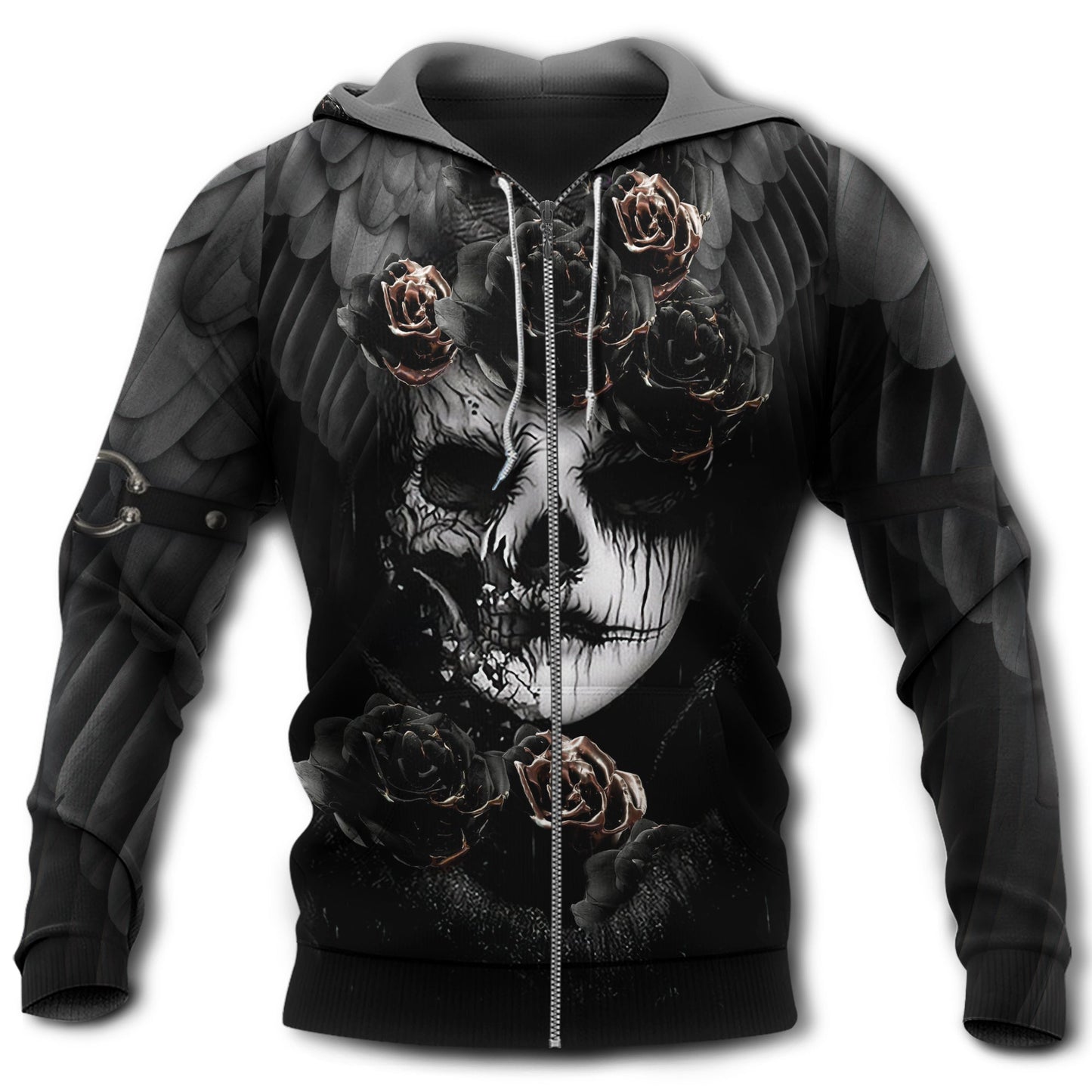 Dark Sugar Skull Rose Hoodie For Alternative Fashion Events And Relaxed Everyday Wear