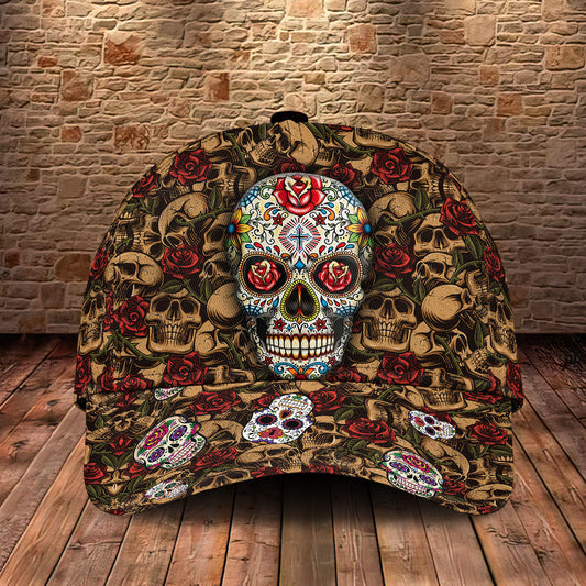 Sugar Skull Rose Classic Cap For Relaxed Daily Style Vacations And Festival Wear