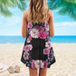 Sugar Skull Rose Floral V-Neck Sleeveless Cami Dress For Gothic Events And Relaxed Casual Wear