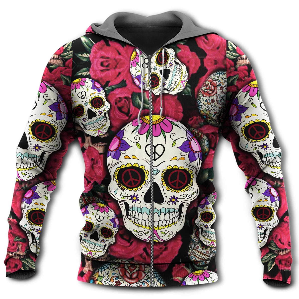 Sugar Skull Rose Hoodie For Gothic Art Lovers Daily Wear And Weekend Adventures