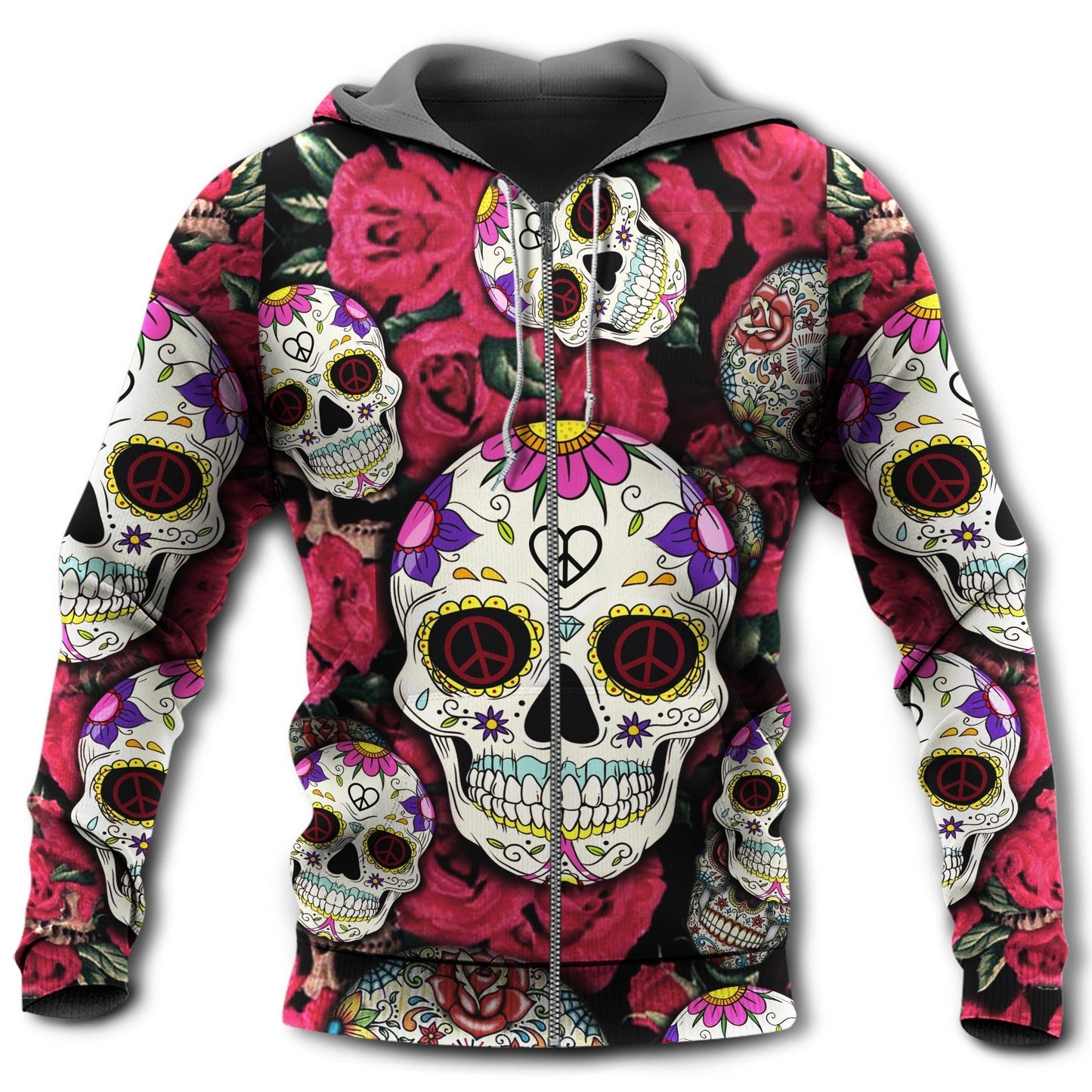 Sugar Skull Rose Hoodie For Gothic Art Lovers Daily Wear And Weekend Adventures