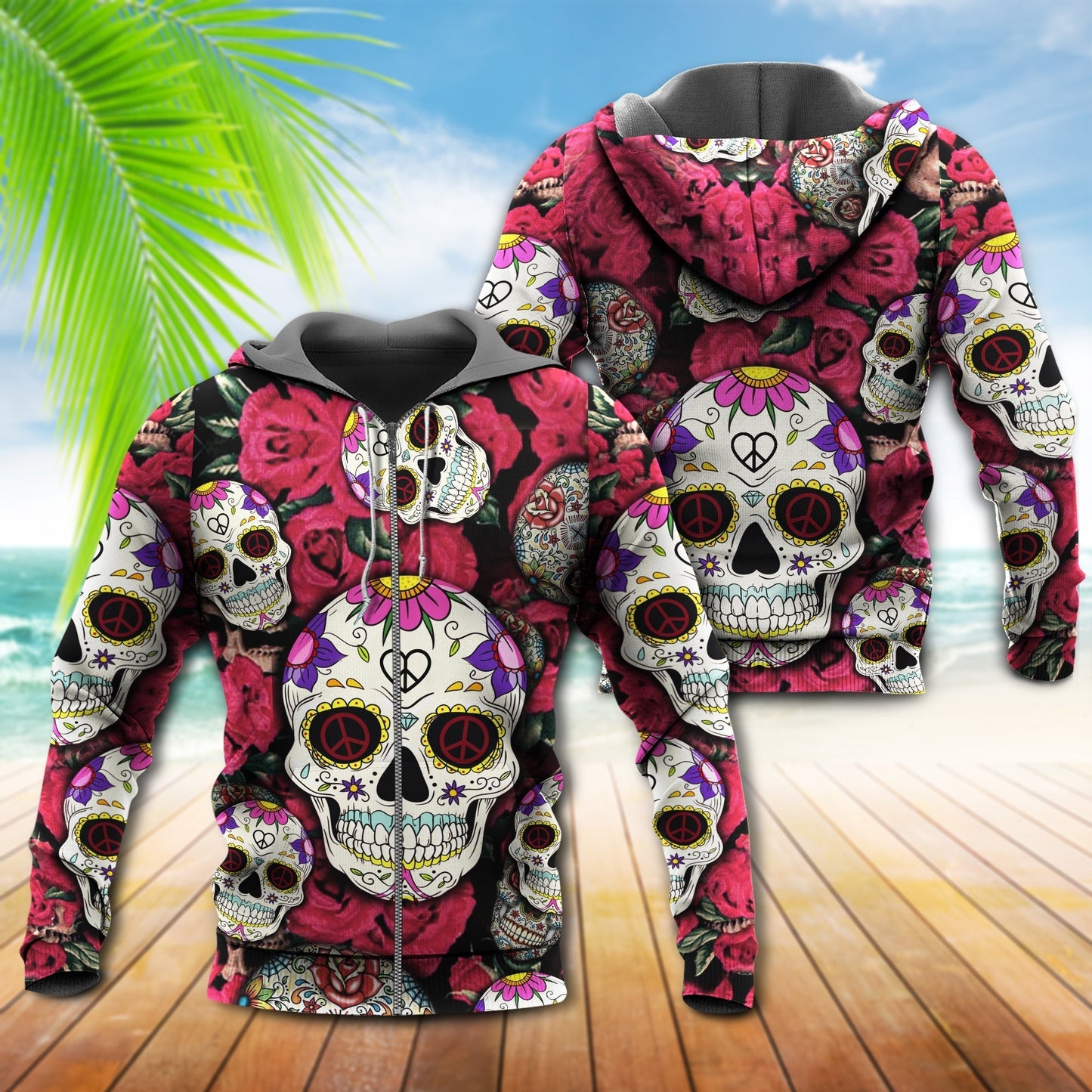 Sugar Skull Rose Hoodie For Gothic Art Lovers Daily Wear And Weekend Adventures