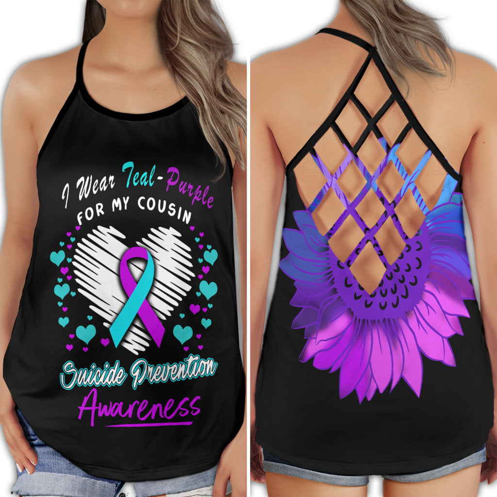 Teal Purple Cousin Wellness Support Hollow Tank Top For Community Events And Positive Support