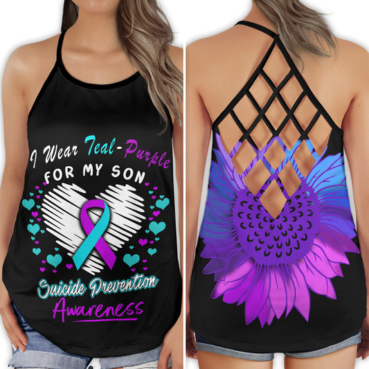 Teal Purple Son Wellness Support Hollow Tank Top For Community Events And Positive Support