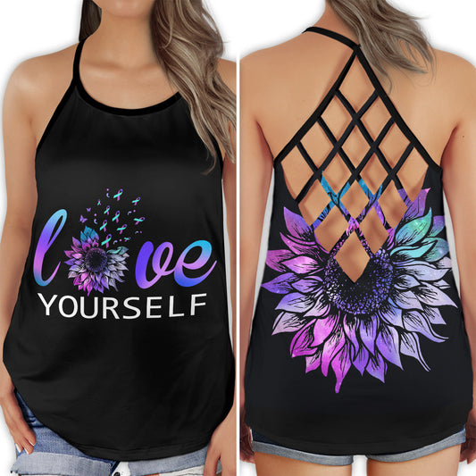 Wellness Support Hollow Tank Top For Awareness Events And Weekend Outfits
