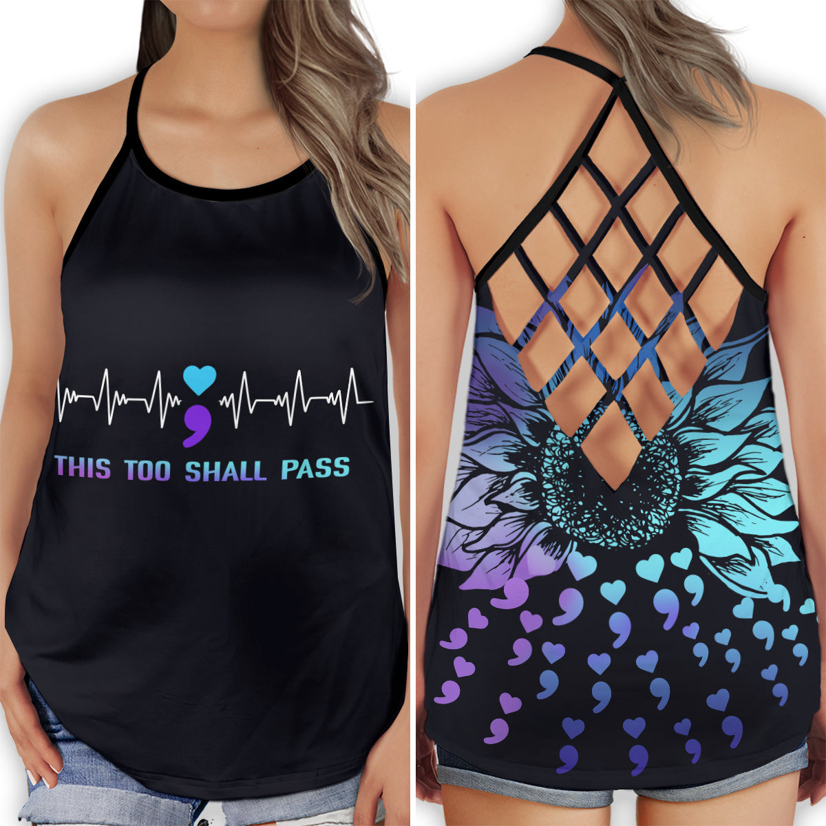 Wellness Support Hollow Tank Top For Awareness Gatherings And Daily Wear
