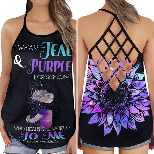 Teal Purple Loved One Wellness Support Hollow Tank Top For Community Events And Positive Support