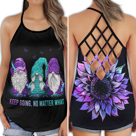 Floral Wellness Support Hollow Tank Top For Community Events And Positive Support