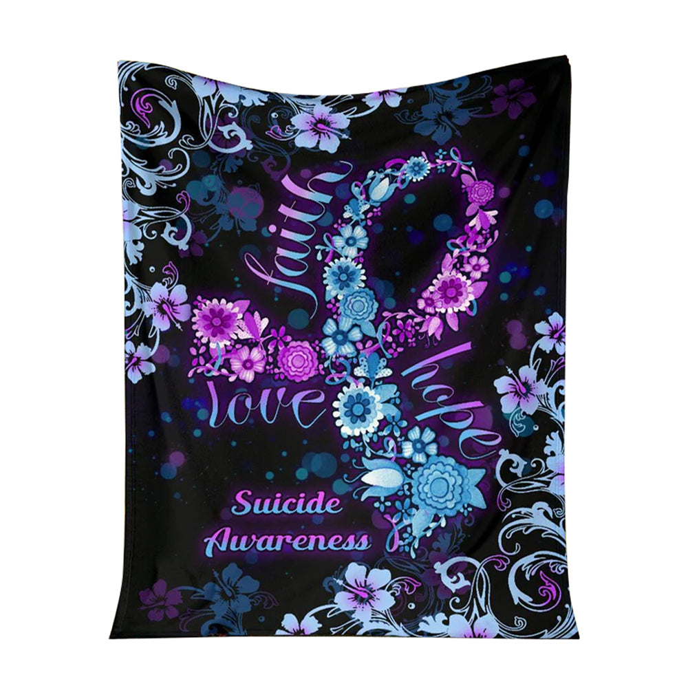 Mental Health Awareness Floral Flannel Blanket For Cozy Bedroom Sofa Decor