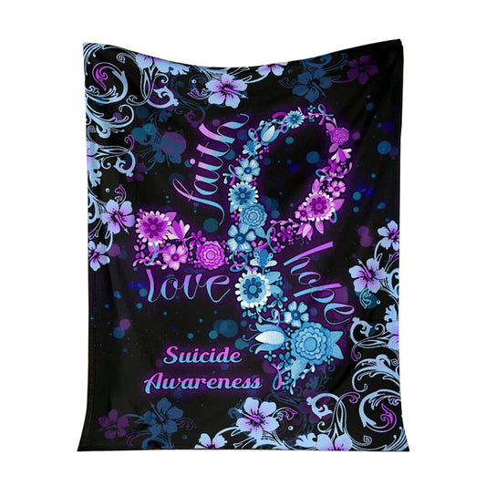 Mental Health Awareness Floral Flannel Blanket For Cozy Bedroom Sofa Decor