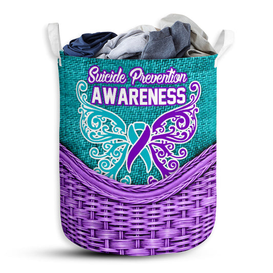 Mental Health Awareness Rattan Texture Laundry Basket For Bathroom Bedroom Storage